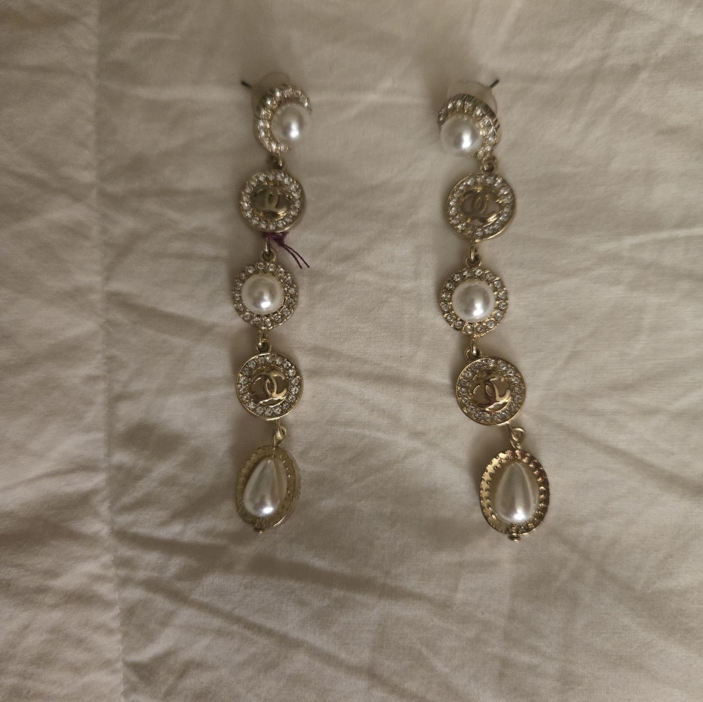Vintage Drop Earrings (Faux Gold, Pearl, Diamond)